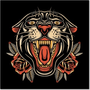 Traditional tattoo panther Posters and Art